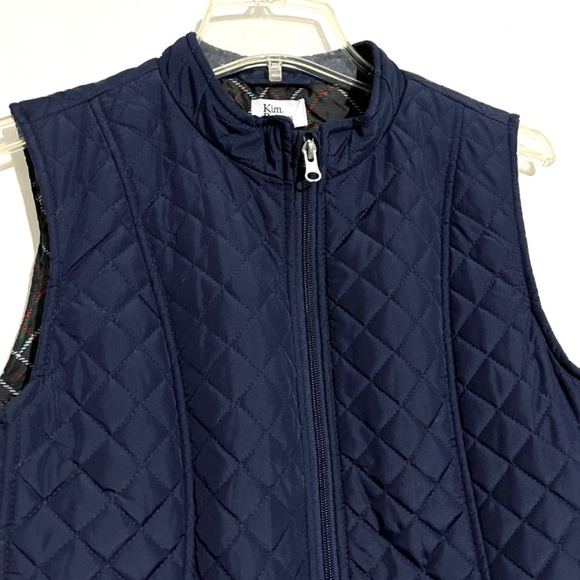 Kim Rogers Lined Lightweight Puffer Quilted Full Zip Vest Navy Blue - Picture 4 of 11